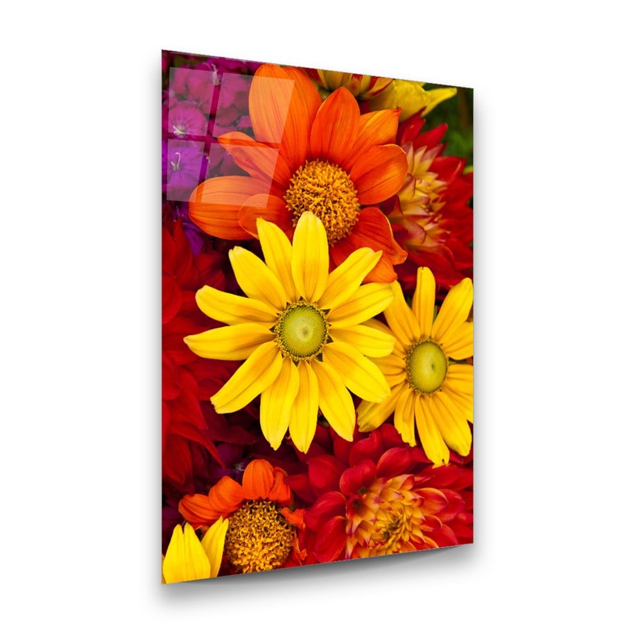 Çiçekler Dikey Cam Tablo