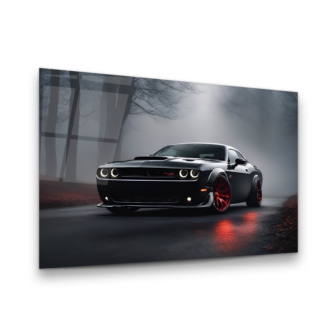 Dodge Challenger Araba Yatay Cam Tablo-Glass Art Concept