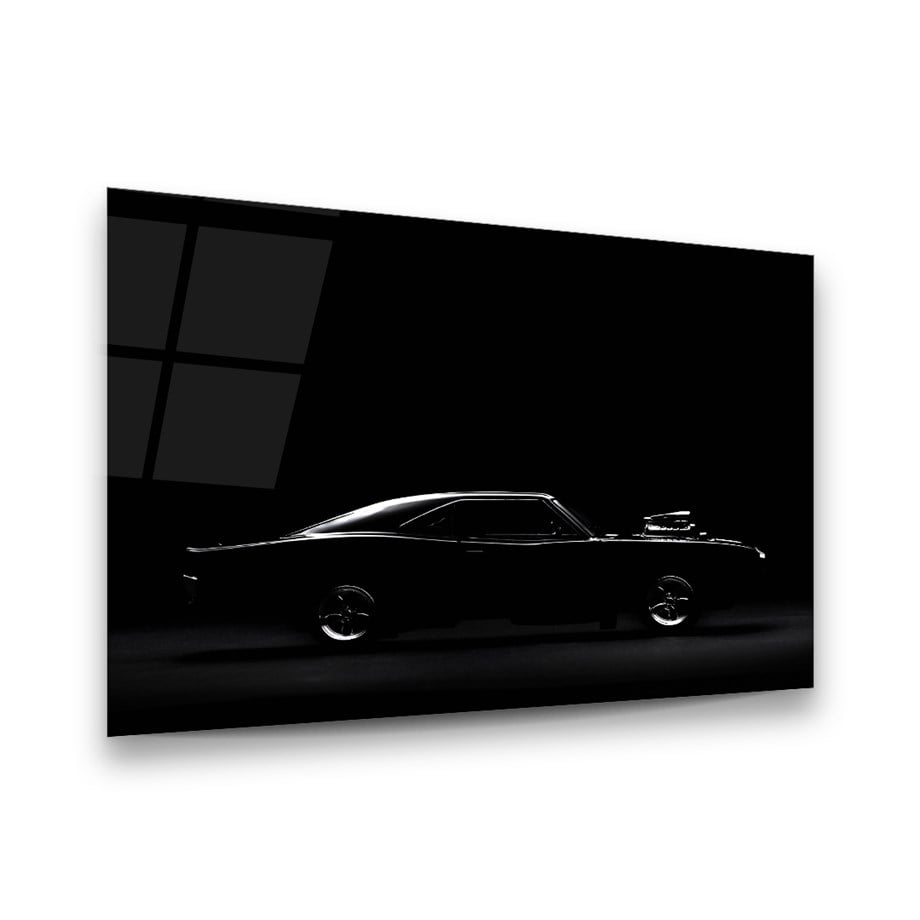 Dodge Charger 1968 Yatay Cam Tablo-Glass Art Concept