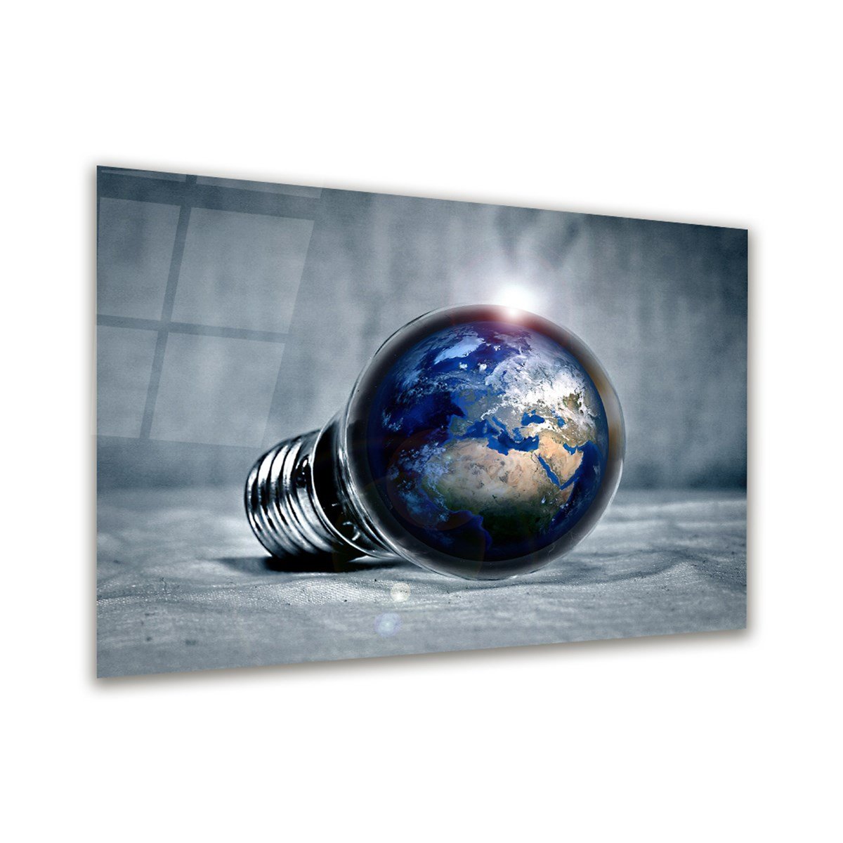Dünya Foto Manipülasyon Yatay Cam Tablo