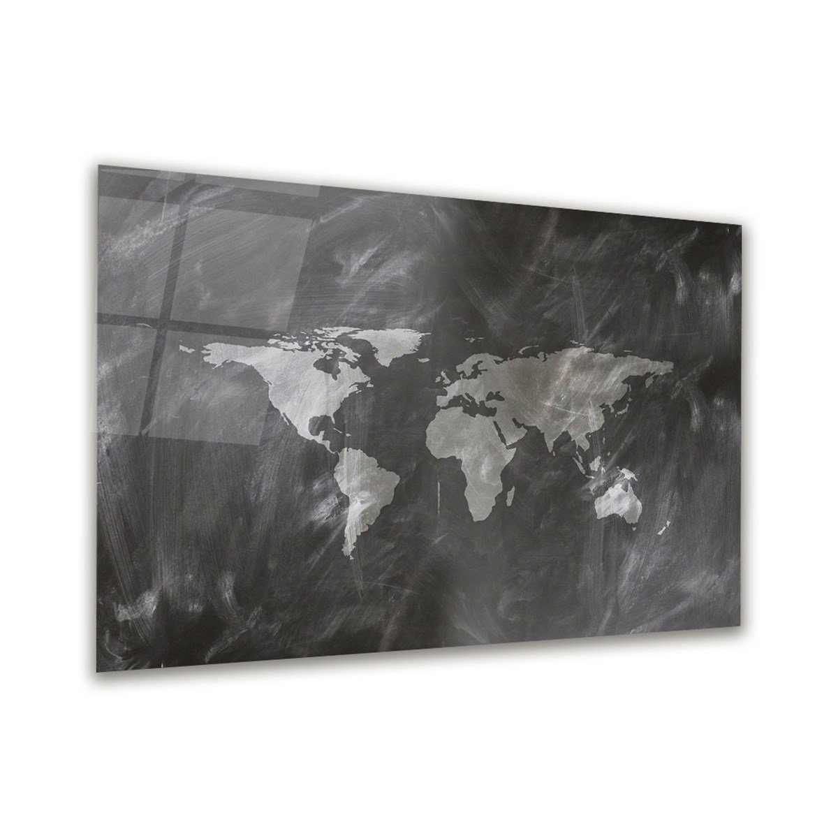 Dünya Haritası Yatay Cam Tablo