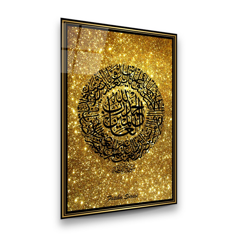 Fatiha Suresi Dikey Cam Tablo-Glass Art Concept