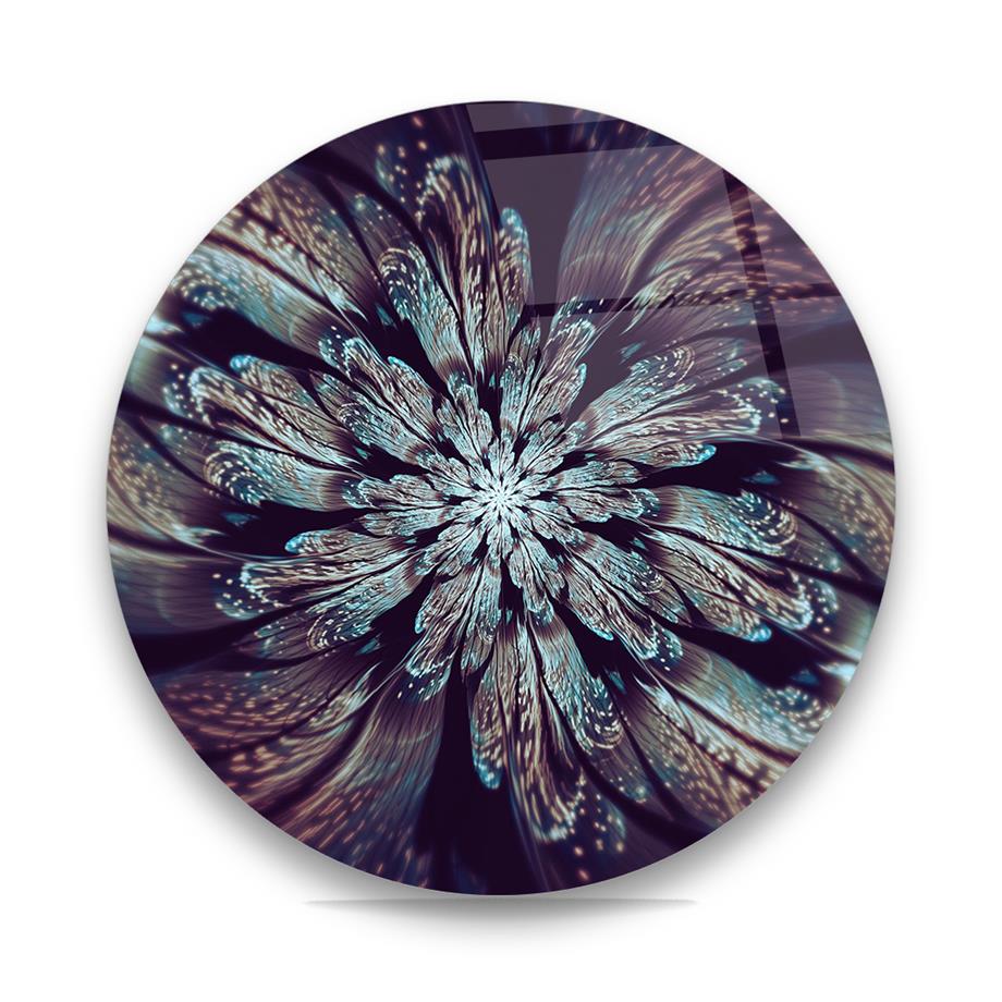 Fraktal Sanat Yuvarlak Cam Tablo-Glass Art Concept