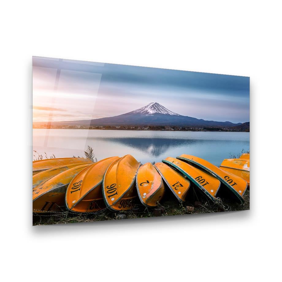 Fuji Dağı Yatay Cam Tablo-Glass Art Concept