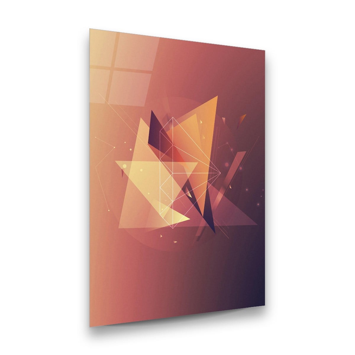 Geometrik Şekiller Dikey Cam Tablo