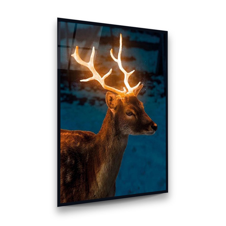 Geyik Dikey Cam Tablo-Glass Art Concept
