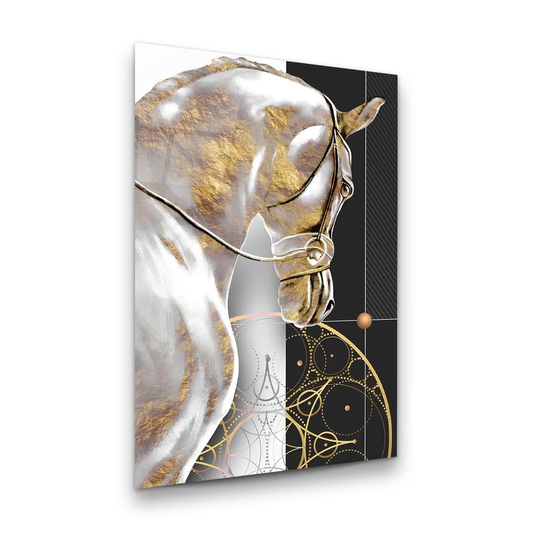 Gold At 2 Dikey Cam Tablo-Glass Art Concept