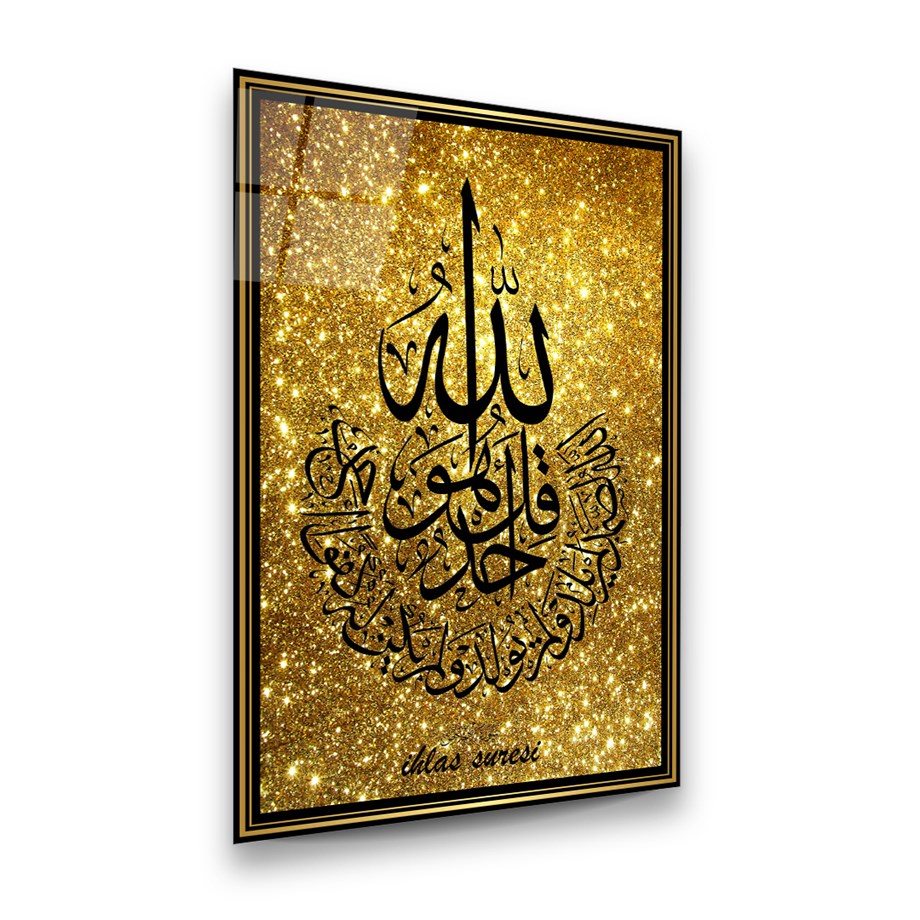 İhlas Suresi Dikey Cam Tablo-Glass Art Concept