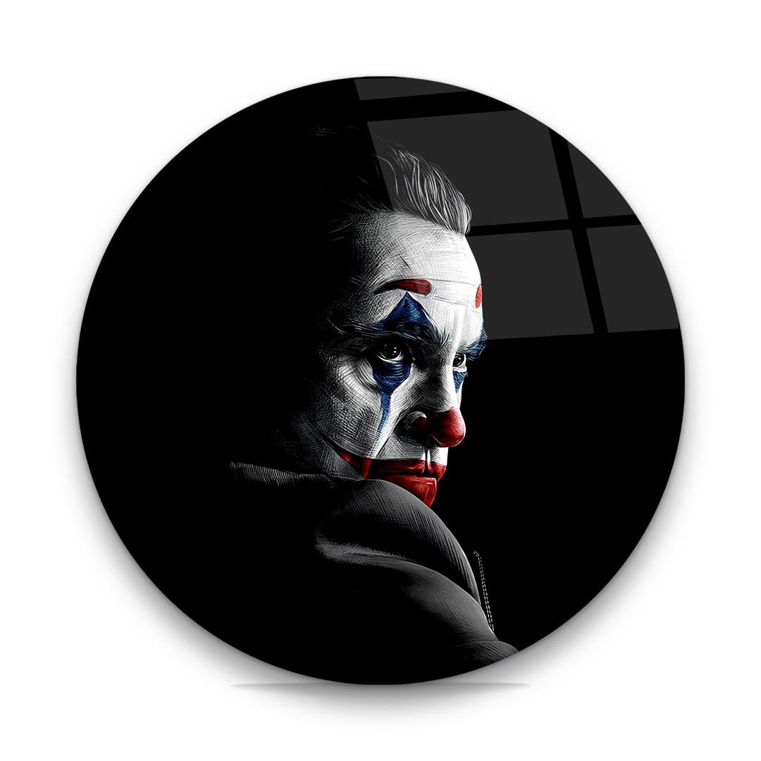 Joker Yuvarlak Cam Tablo-Glass Art Concept