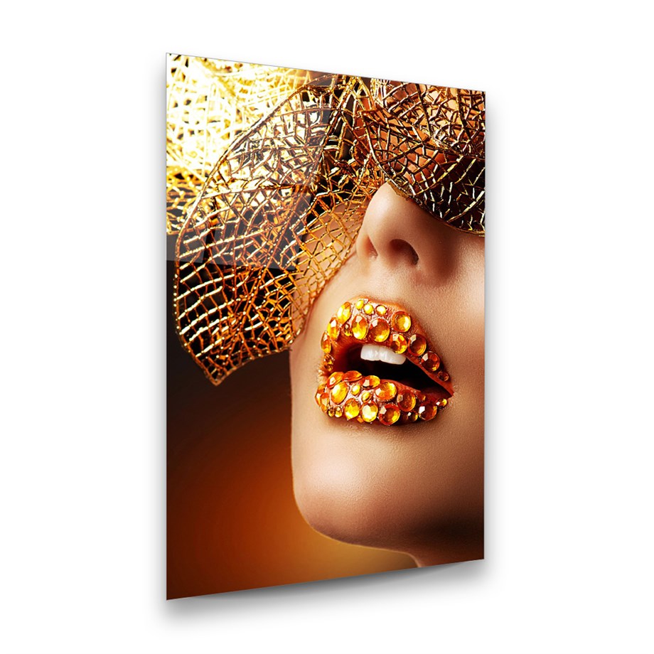 Kadın Manipülasyon Dikey Cam Tablo-Glass Art Concept