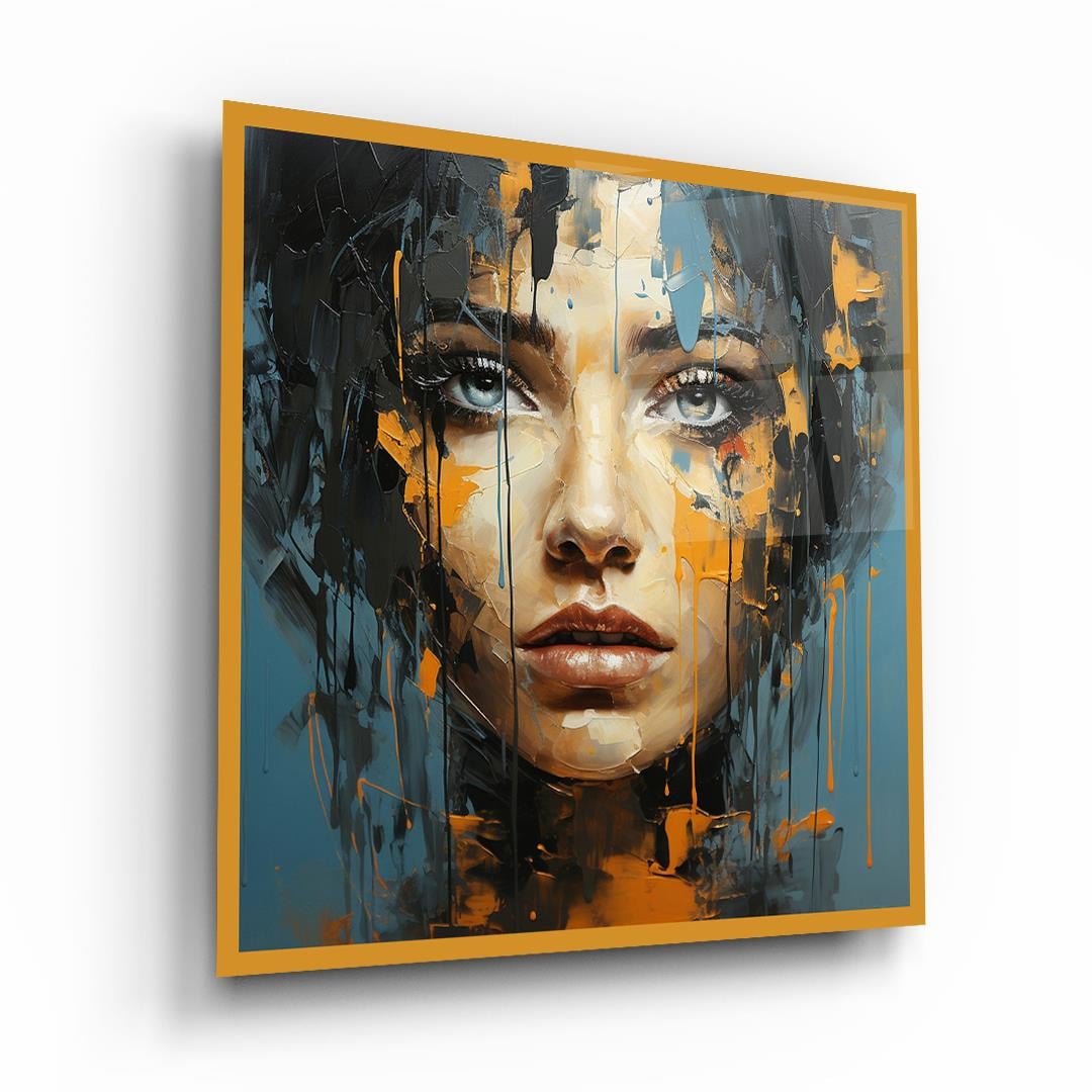 Kadın Manipülasyon Kare Cam Tablo-Glass Art Concept