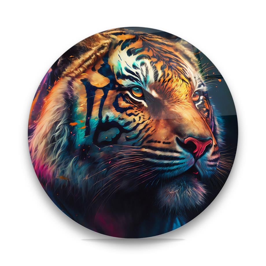 Kaplan Manipülasyon Yuvarlak Cam Tablo-Glass Art Concept