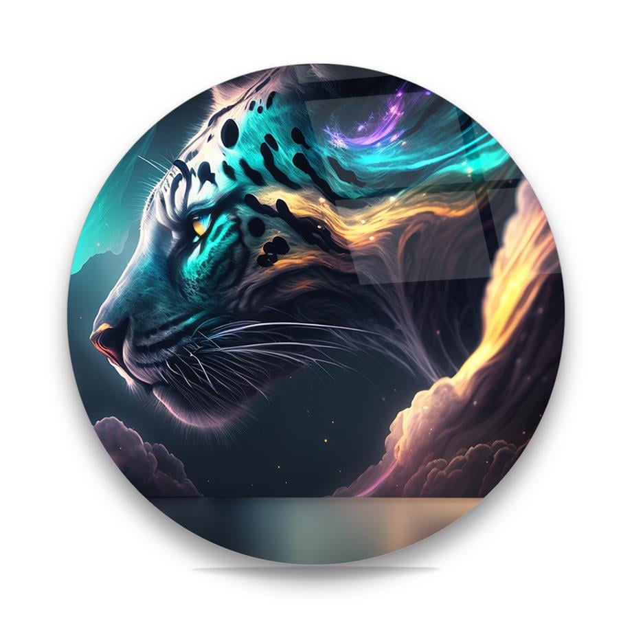 Kaplan Yuvarlak Cam Tablo-Glass Art Concept