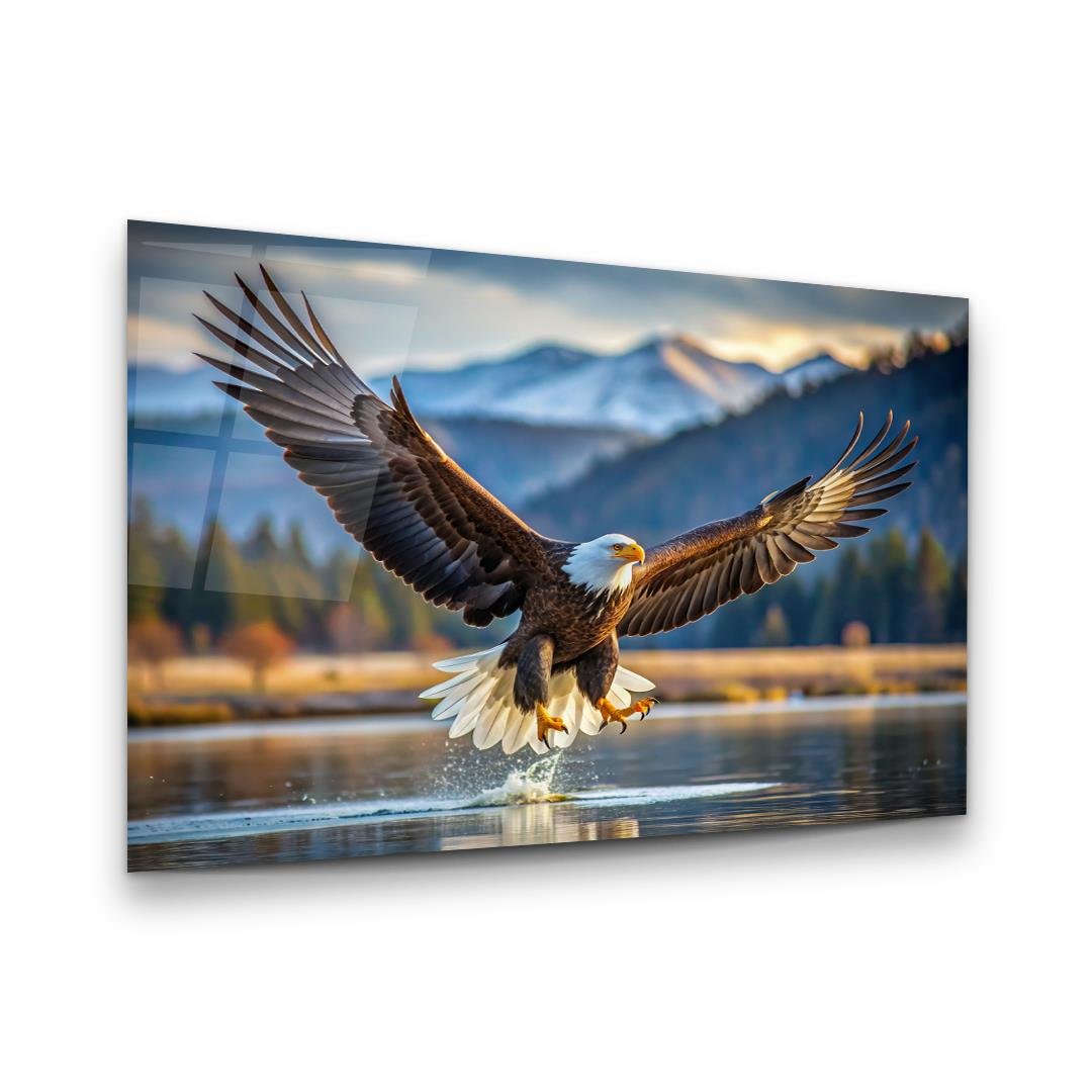 Kartal Yatay Cam Tablo-Glass Art Concept