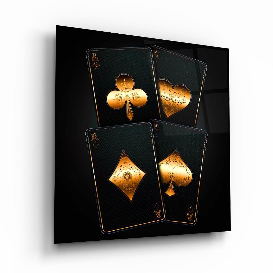Kartlar Kare Cam Tablo-Glass Art Concept