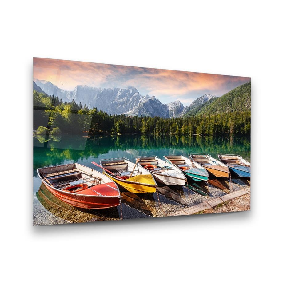 Kayıklar Yatay Cam Tablo-Glass Art Concept