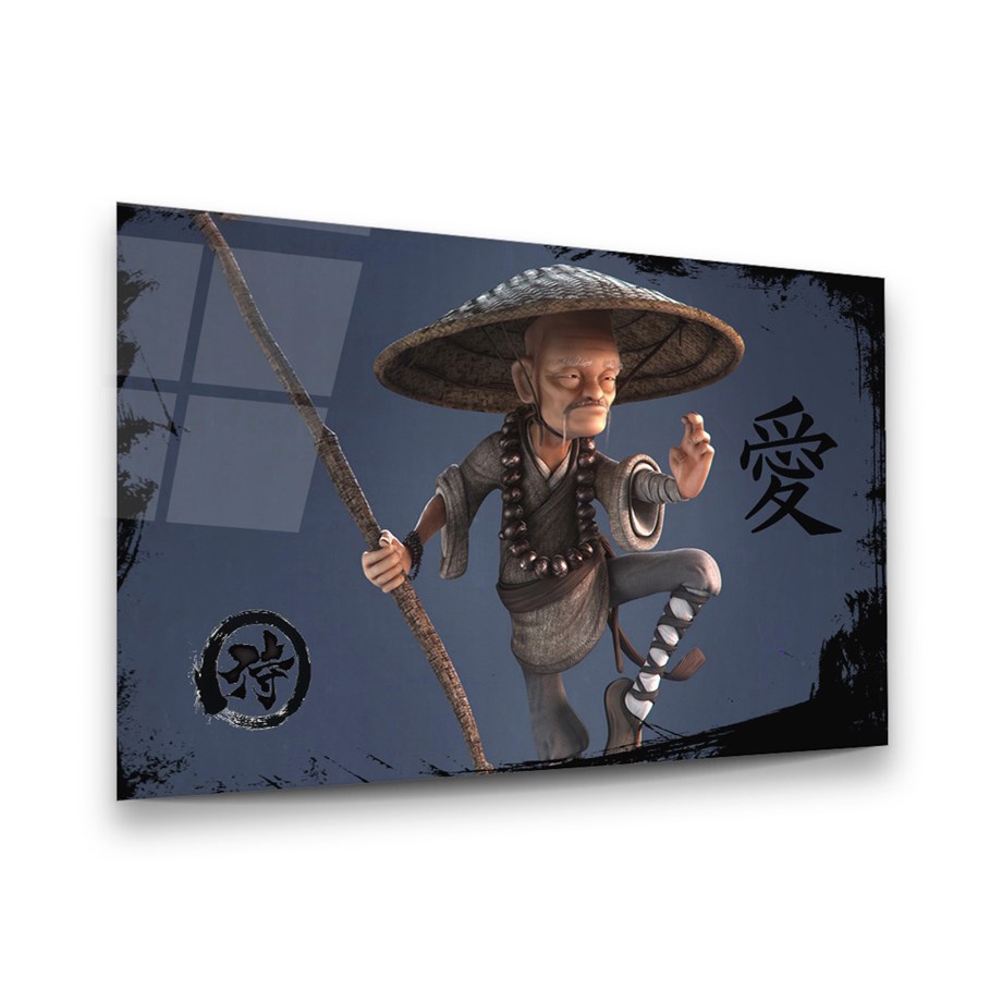 Kung Fu ve Barış Yatay Cam Tablo-Glass Art Concept