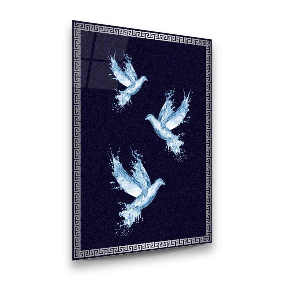 Kuşlar Dikey Cam Tablo-Glass Art Concept