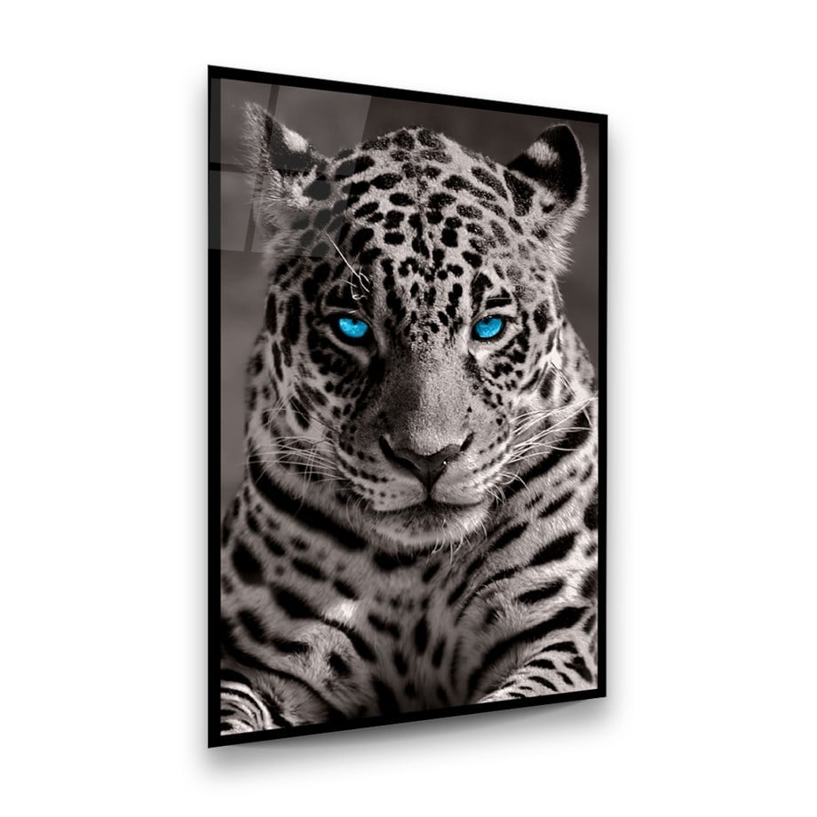 Leopar Dikey Cam Tablo-Glass Art Concept