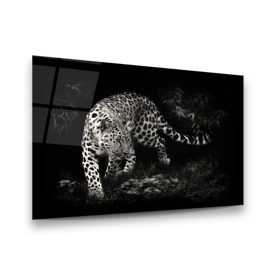 Leopar Yatay Cam Tablo-Glass Art Concept