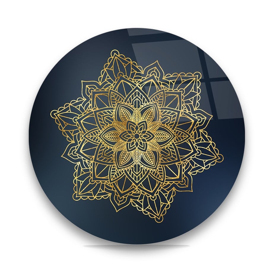 Mandala Yuvarlak Cam Tablo