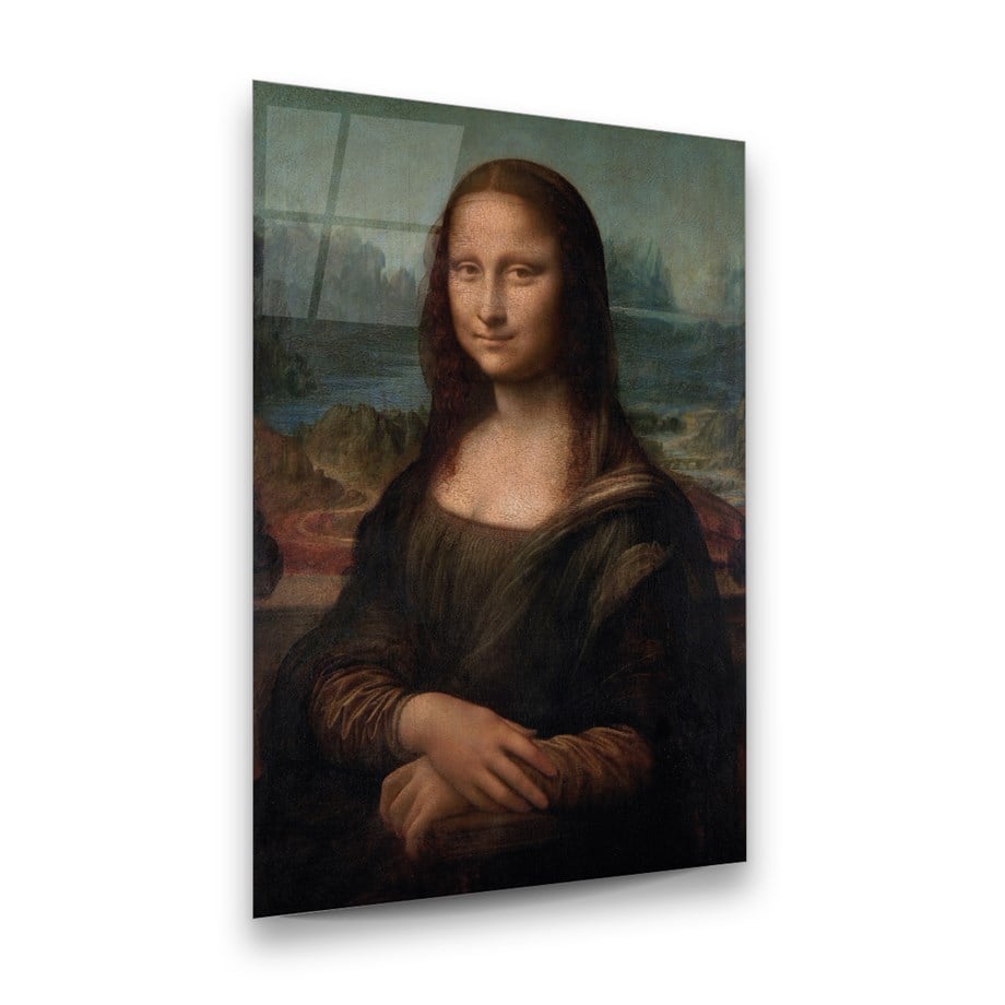 Mona Lisa Dikey Cam Tablo-Glass Art Concept