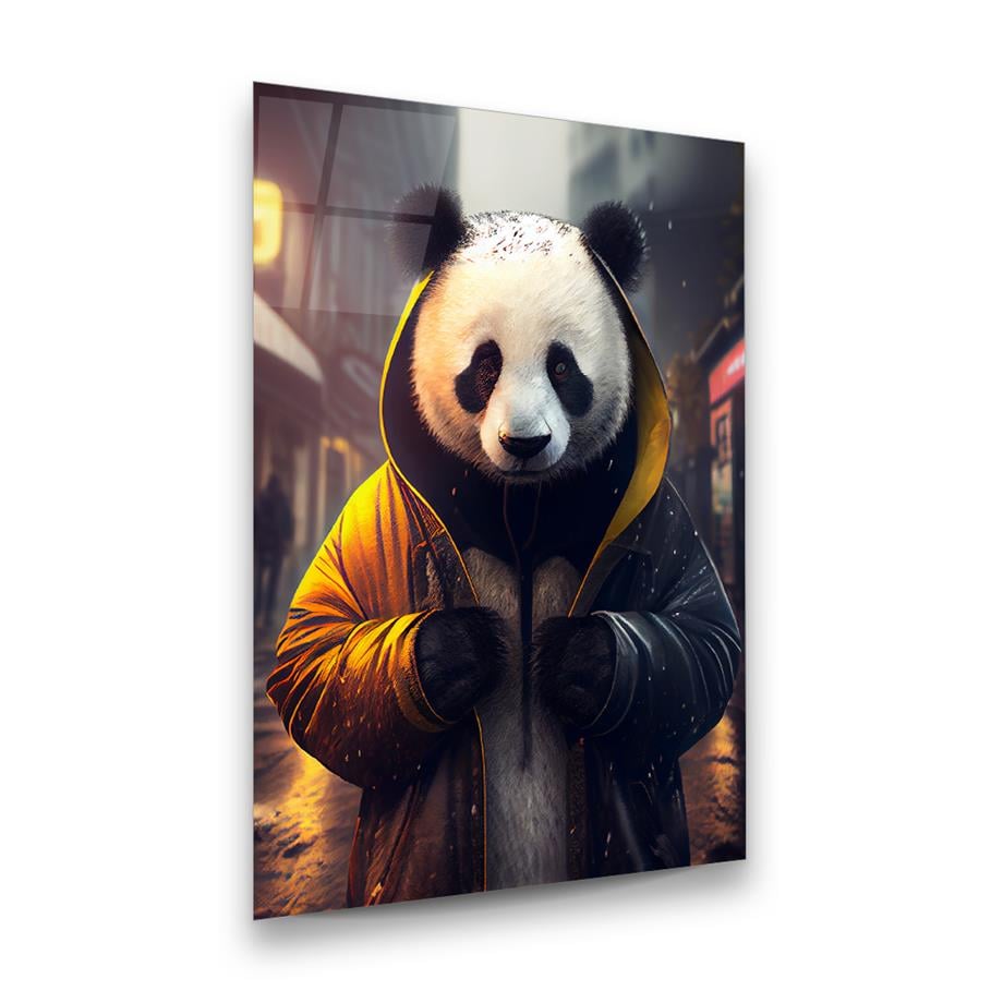 Panda Dikey Cam Tablo-Glass Art Concept