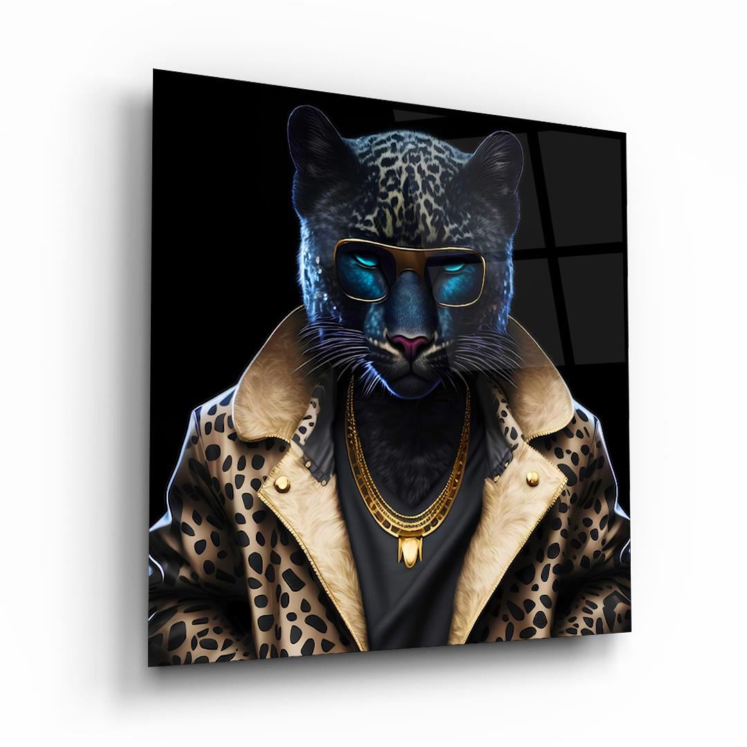 Panter Adam Kare Cam Tablo-Glass Art Concept