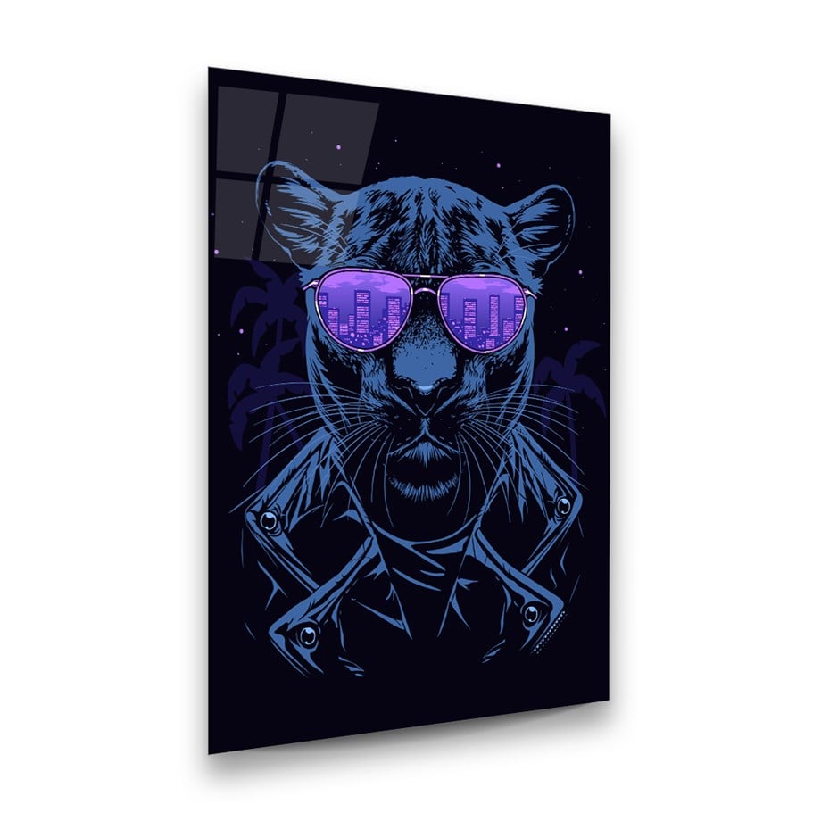 Panter İlüstratör Dikey Cam Tablo-Glass Art Concept