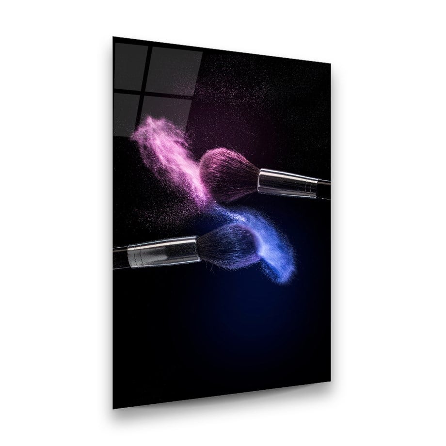Renkli Fırçalar Dikey Cam Tablo-Glass Art Concept