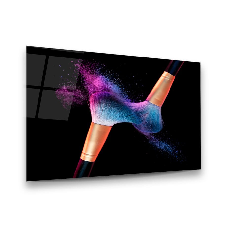 Renkli Fırçalar Yatay Cam Tablo-Glass Art Concept