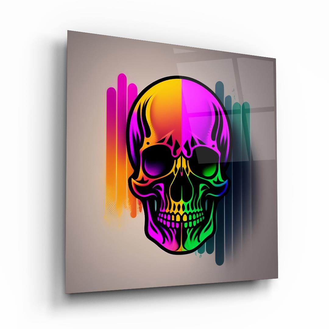 Renkli Kurukafa Kare Cam Tablo-Glass Art Concept