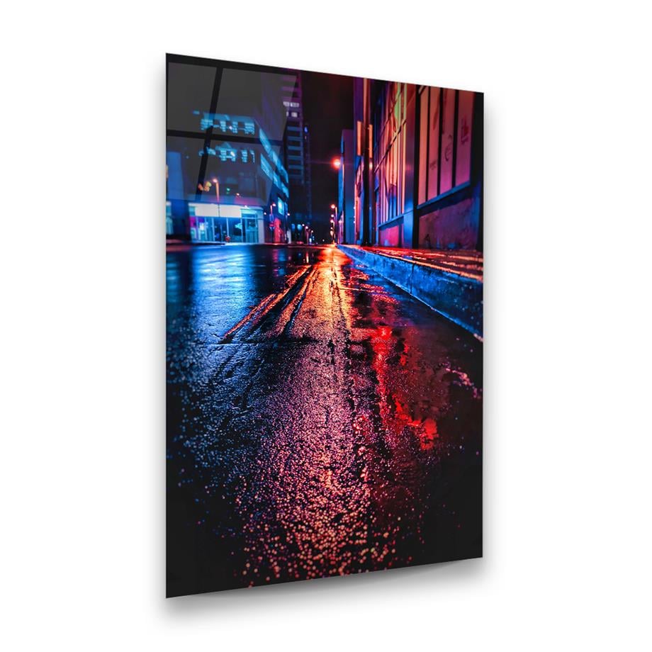 Renkli Sokak Dikey Cam Tablo-Glass Art Concept