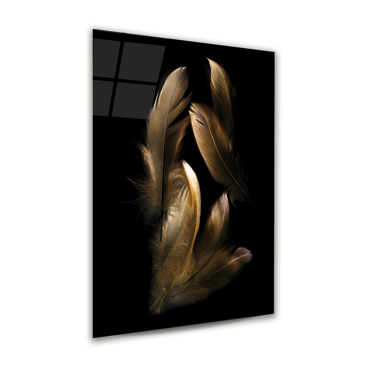 Sarı Tüy Dikey Cam Tablo