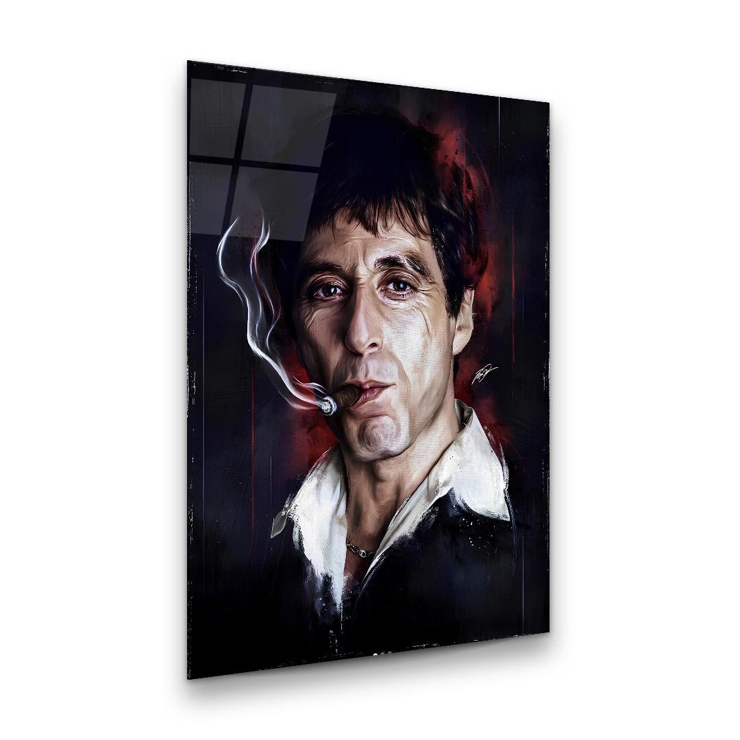 Scarface Dikey Cam Tablo-Glass Art Concept
