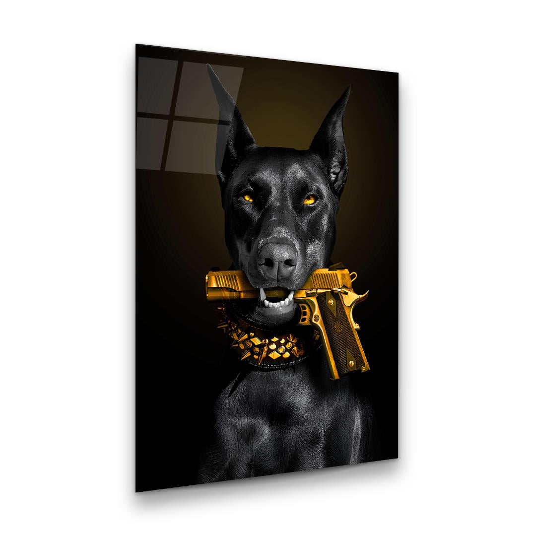 Sert Köpek 2 Dikey Cam Tablo-Glass Art Concept