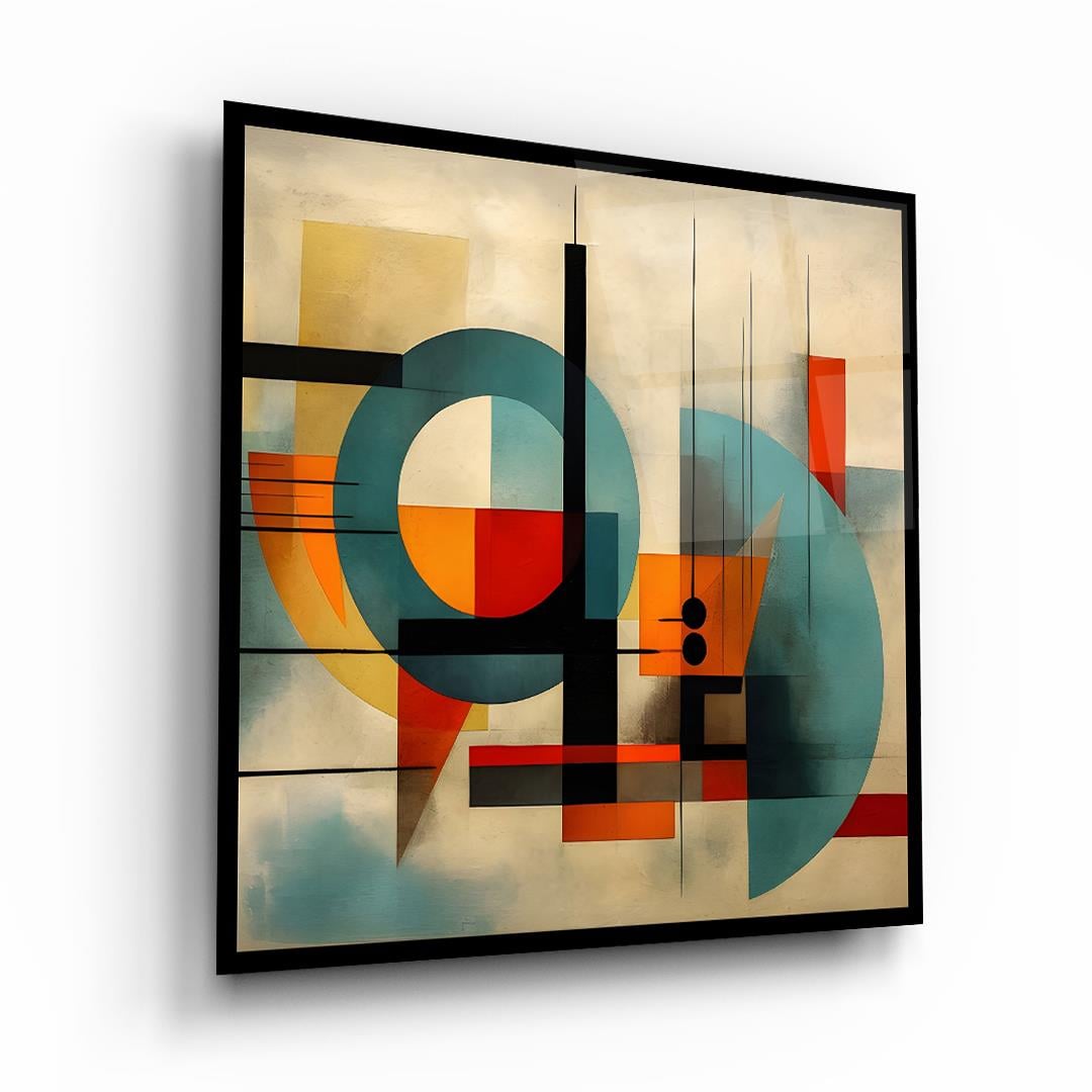Soyut 2 Kare Cam Tablo-Glass Art Concept