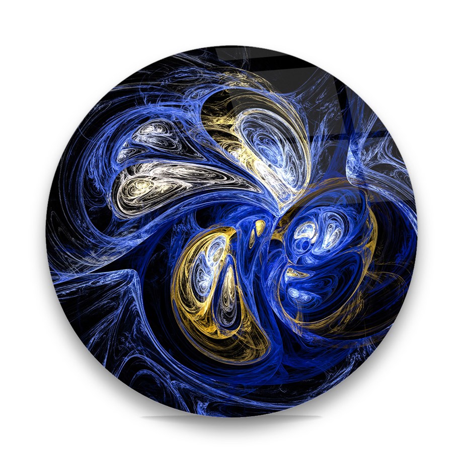 Soyut Çalışma Yuvarlak Cam Tablo-Glass Art Concept