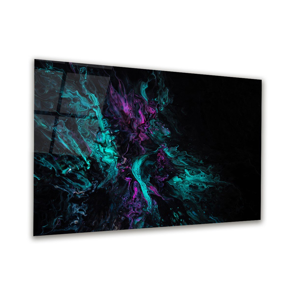 Soyut Foto Manipülasyon Yatay Cam Tablo