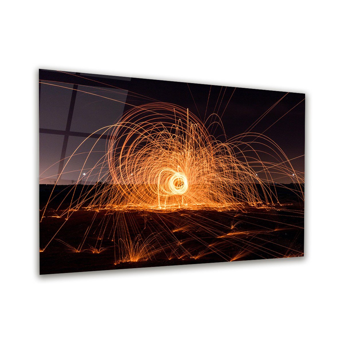 Soyut Foto Manipülasyon Yatay Cam Tablo