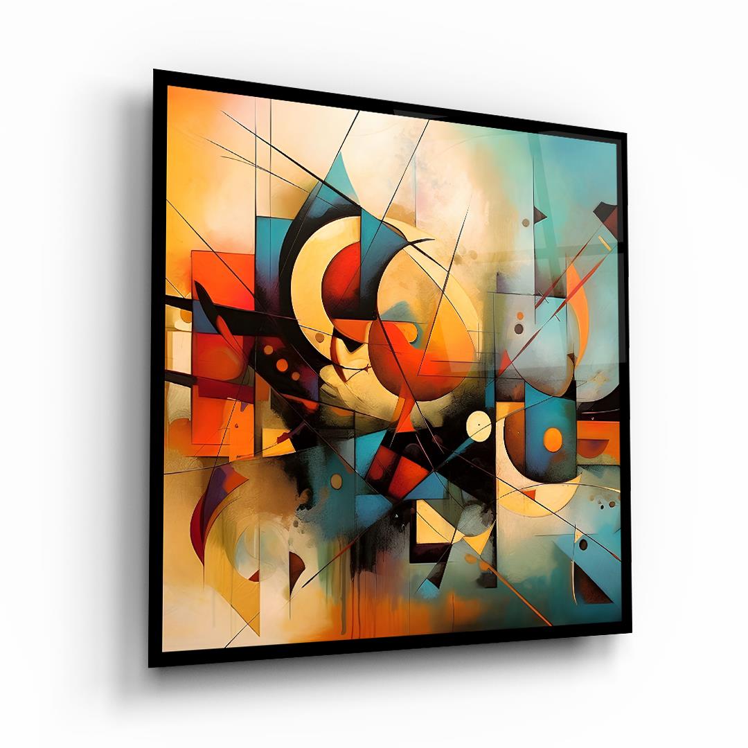 Soyut Kare Cam Tablo-Glass Art Concept