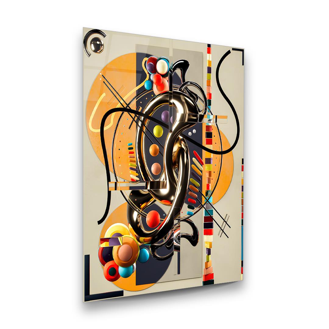 Soyut Manipülasyon Dikey Cam Tablo-Glass Art Concept