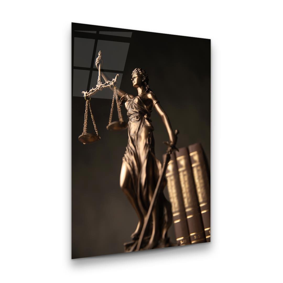 Themis Heykeli 2 Dikey Cam Tablo-Glass Art Concept