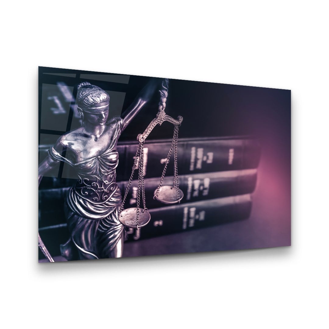 Themis Heykeli 3 Yatay Cam Tablo-Glass Art Concept