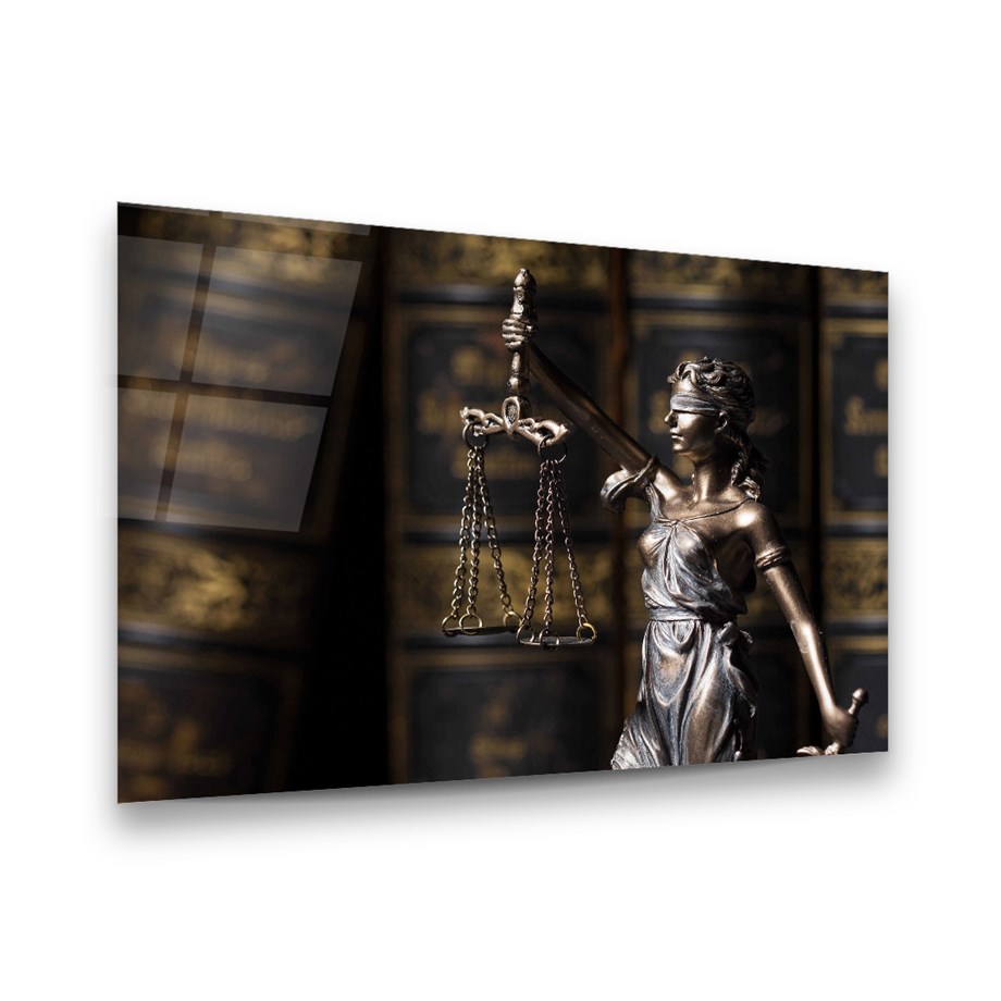 Themis Heykeli Yatay Cam Tablo-Glass Art Concept