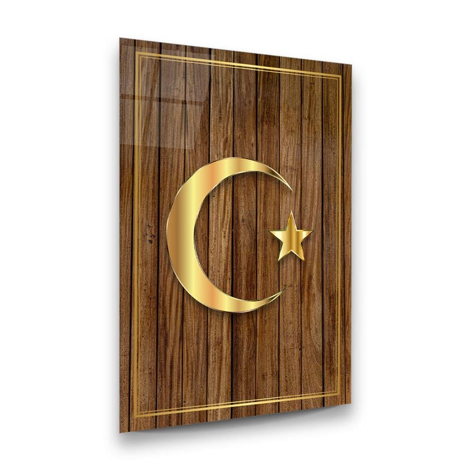 Türk Bayrağı Dikey Cam Tablo-Glass Art Concept