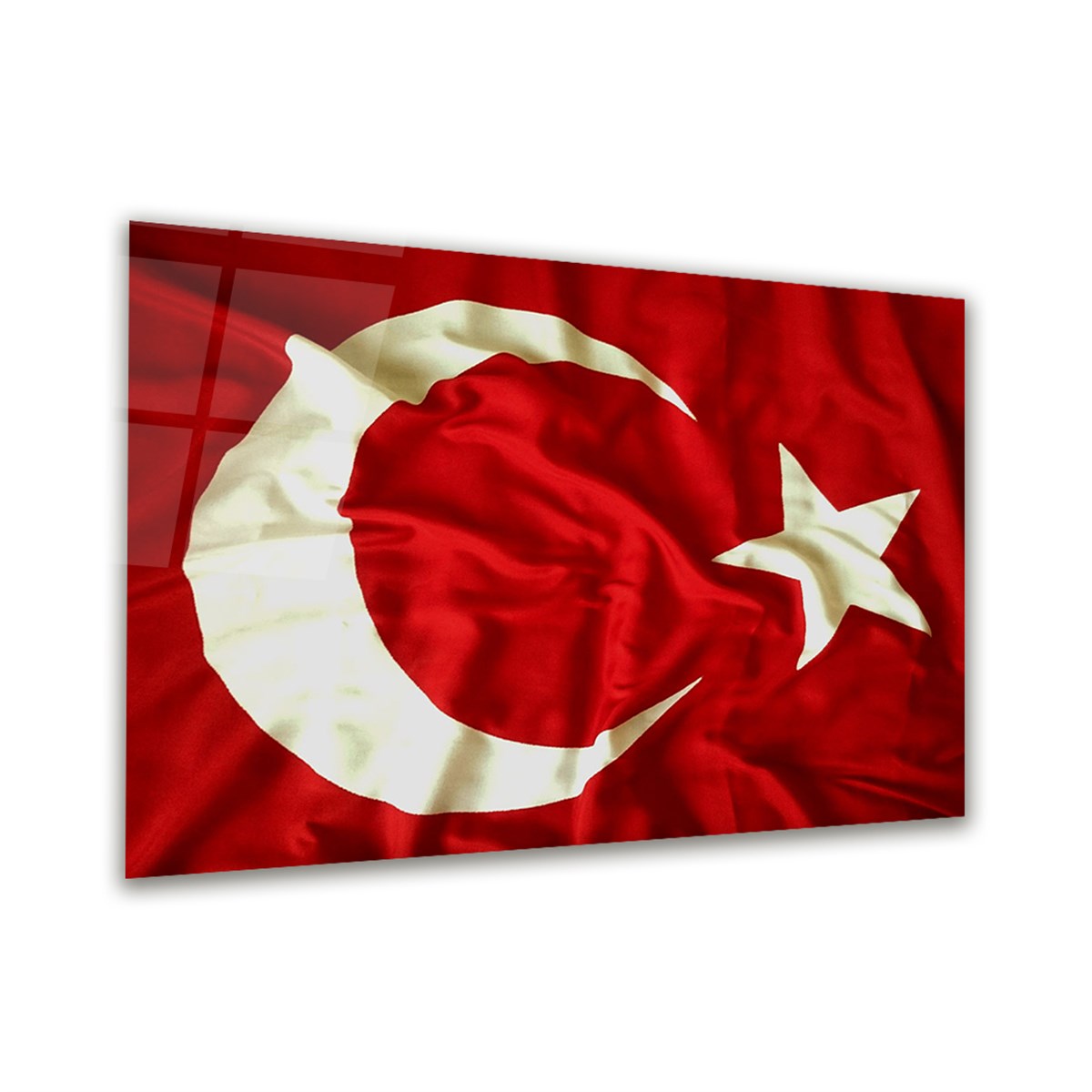 Türk Bayrağı Yatay Cam Tablo