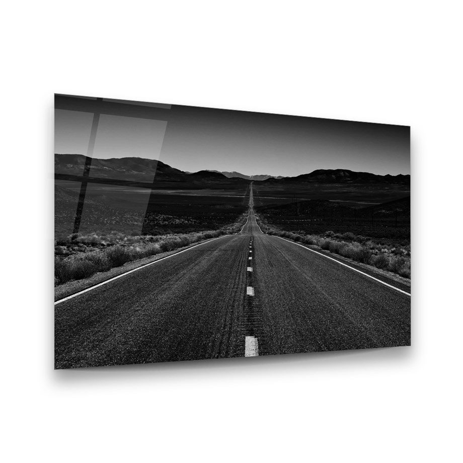 Uzun Yol Yatay Cam Tablo-Glass Art Concept