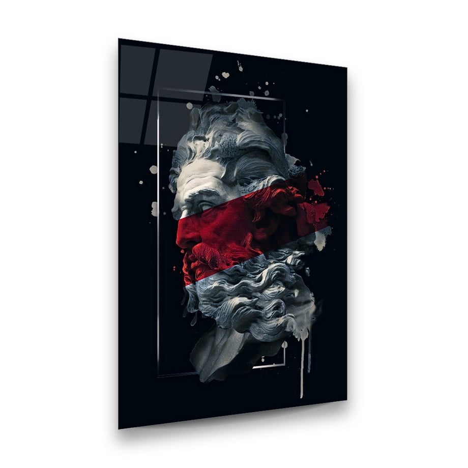 Yunan Heykeli Dikey Cam Tablo-Glass Art Concept