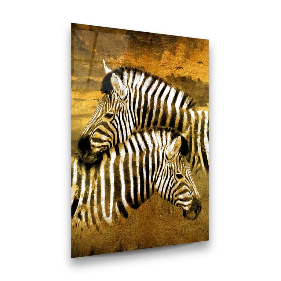 Zebralar Dikey Cam Tablo-Glass Art Concept